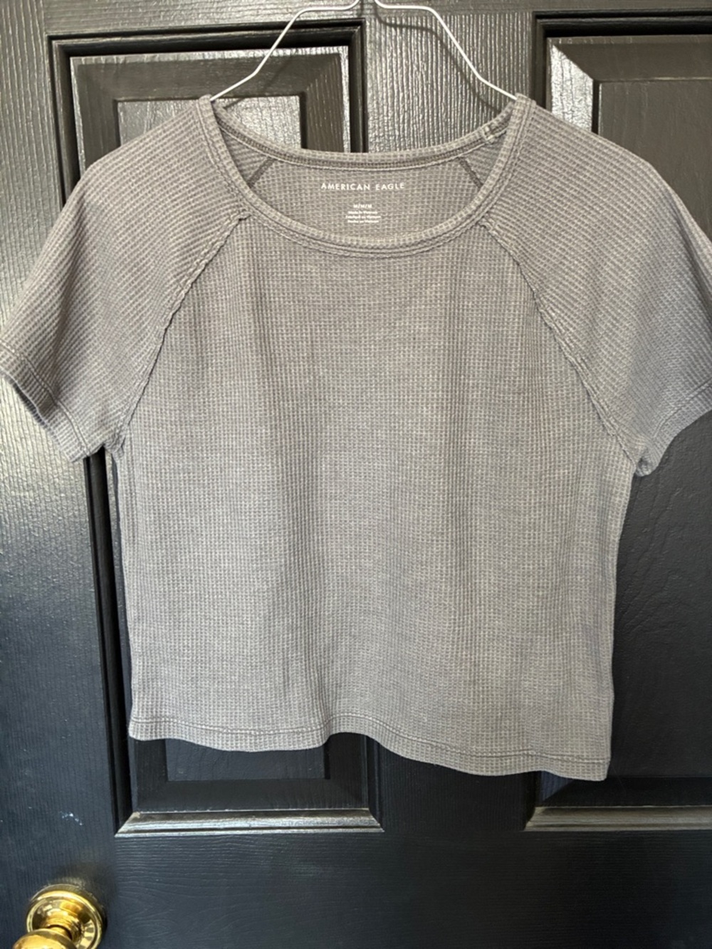 American Eagle Outfitters Gray Waffle Short Sleeve Tee